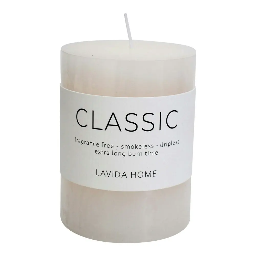 Natural Wax Unscented 7.5x10cm Classic Pillar Candle Fragrance Free Decor White - Home & Garden