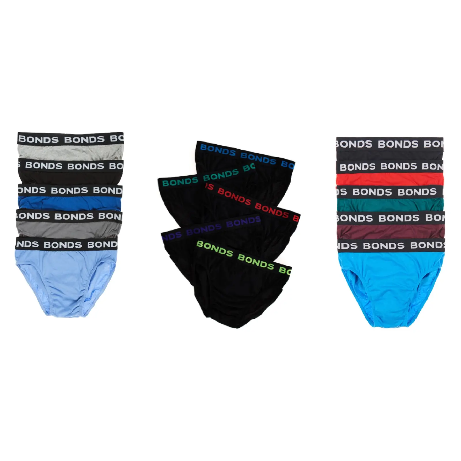 Bonds Mens 5 Pairs Hipster Underwear Mens Briefs Black Red Blue S M L Xl Xxl - Fashion