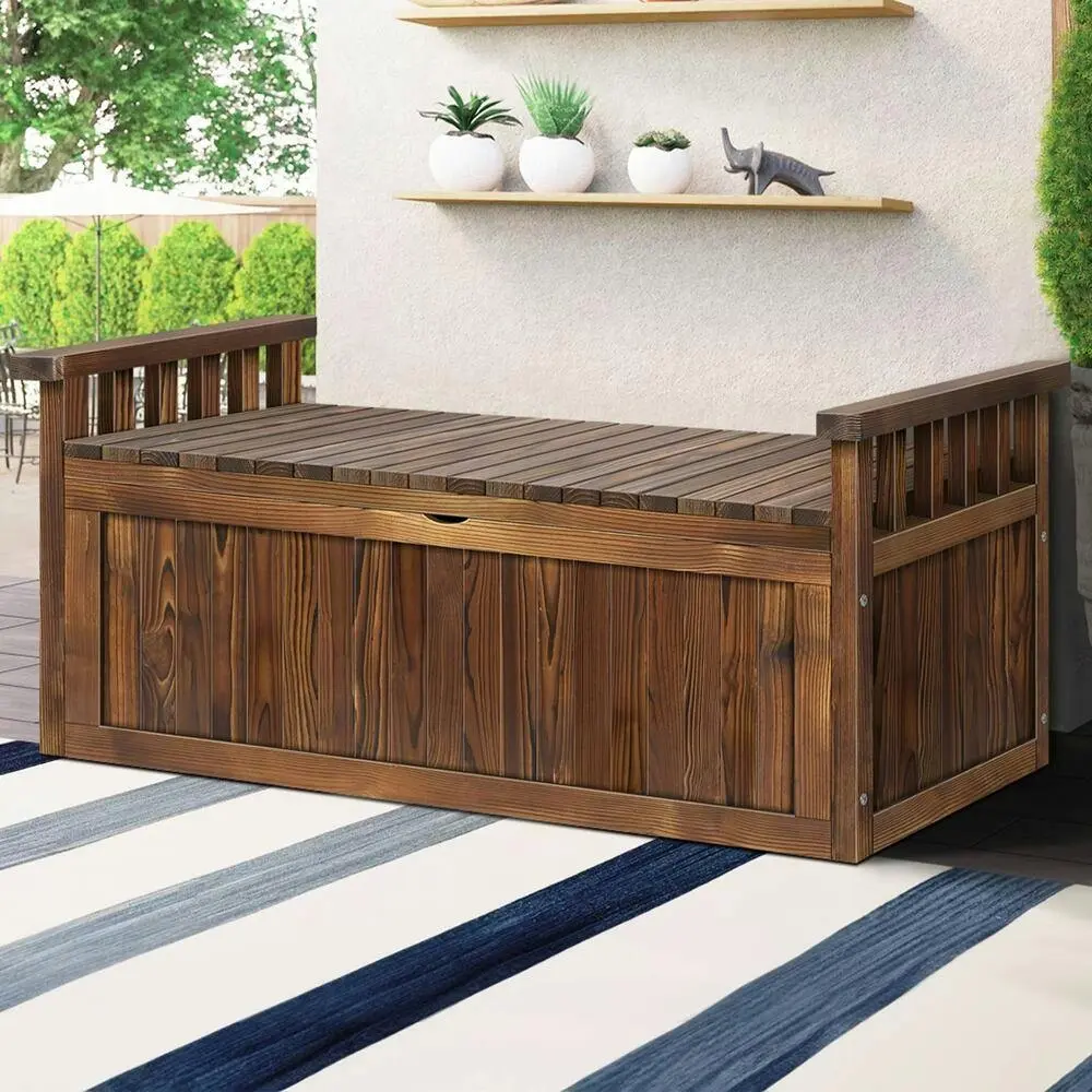 Alfordson Outdoor Storage Box Wooden Bench Chest Charcoal XL - Outdoor Storage Boxes - Up to 60% off