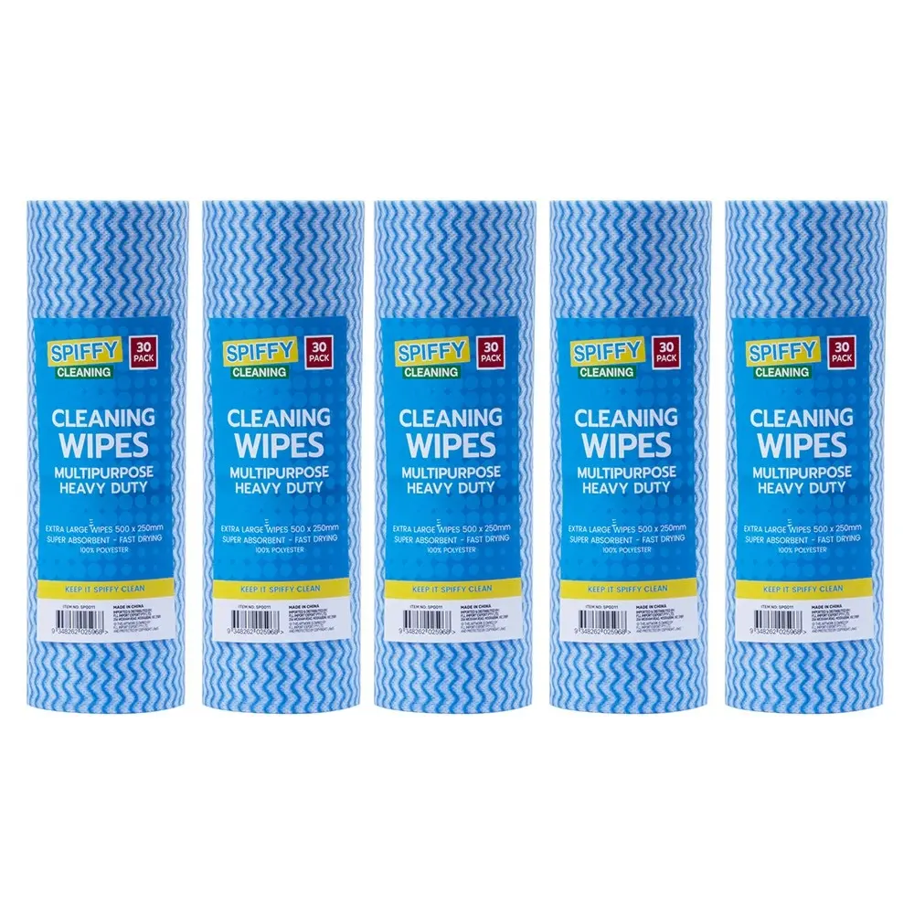 150x Spiffy Cleaning 100% Polyester 50x25cm Super Absorbent Cleaning Wipes - Home & Garden