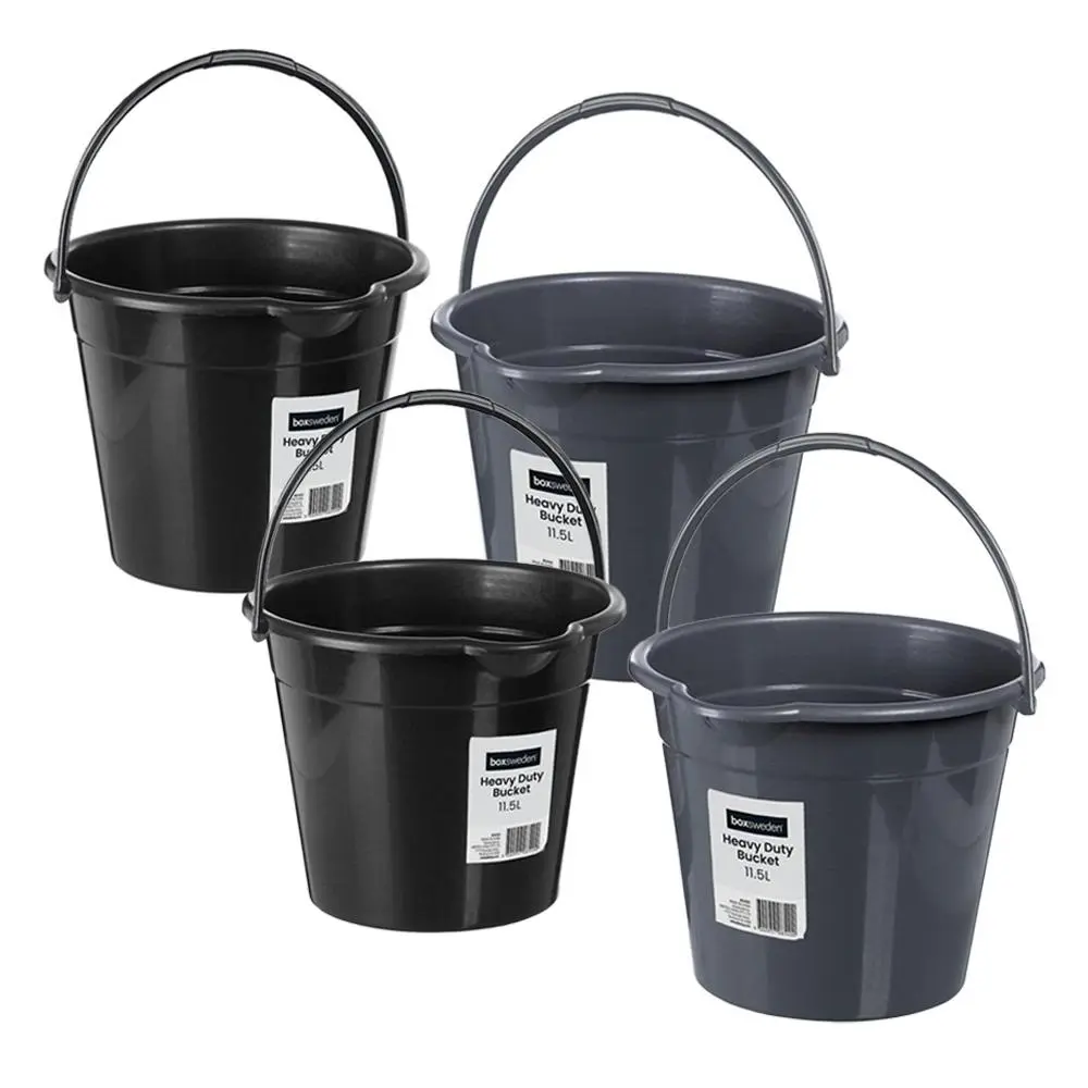 4x Boxsweden Heavy Duty Bucket 11.5L w/Sprout Water Storage Vessel Plastic Asst - Home & Garden