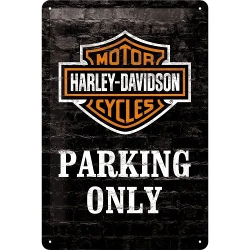 Nostalgic Art 20x30cm Metal Wall Hanging Sign Harley Original Logo Parking Only - Home & Garden