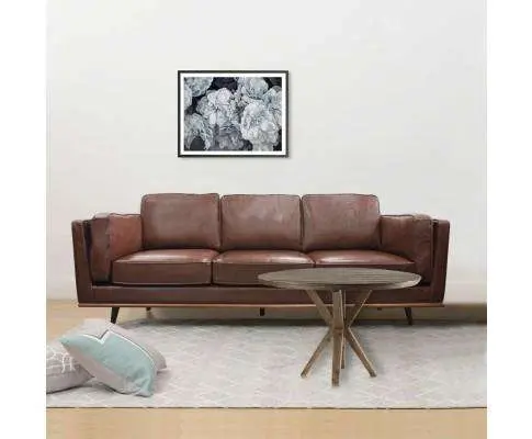 Stylish Leatherette Brown York Sofa 3 Seater - Furniture