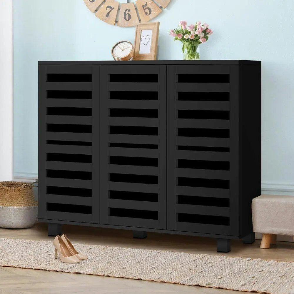 Alfordson Shoe Cabinet Rack 30 Pairs Black - Furniture