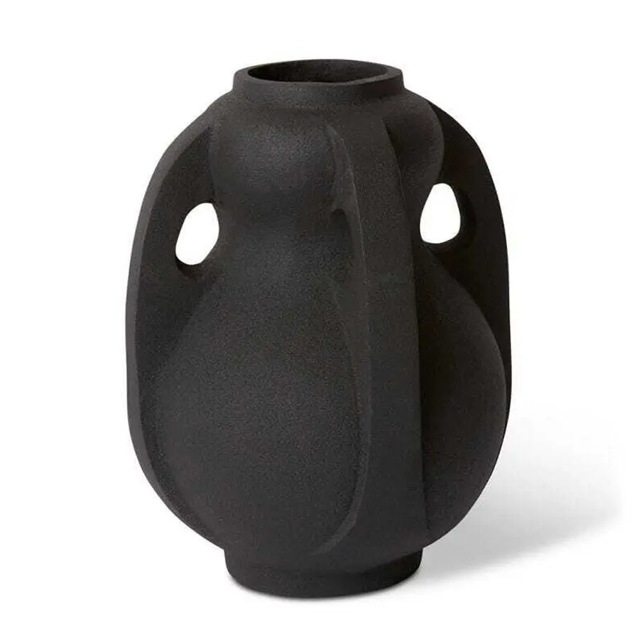 E Style 27cm Aluminium Rhodes Plant/Flower Vase Tabletop Home Decor Black - Home & Garden