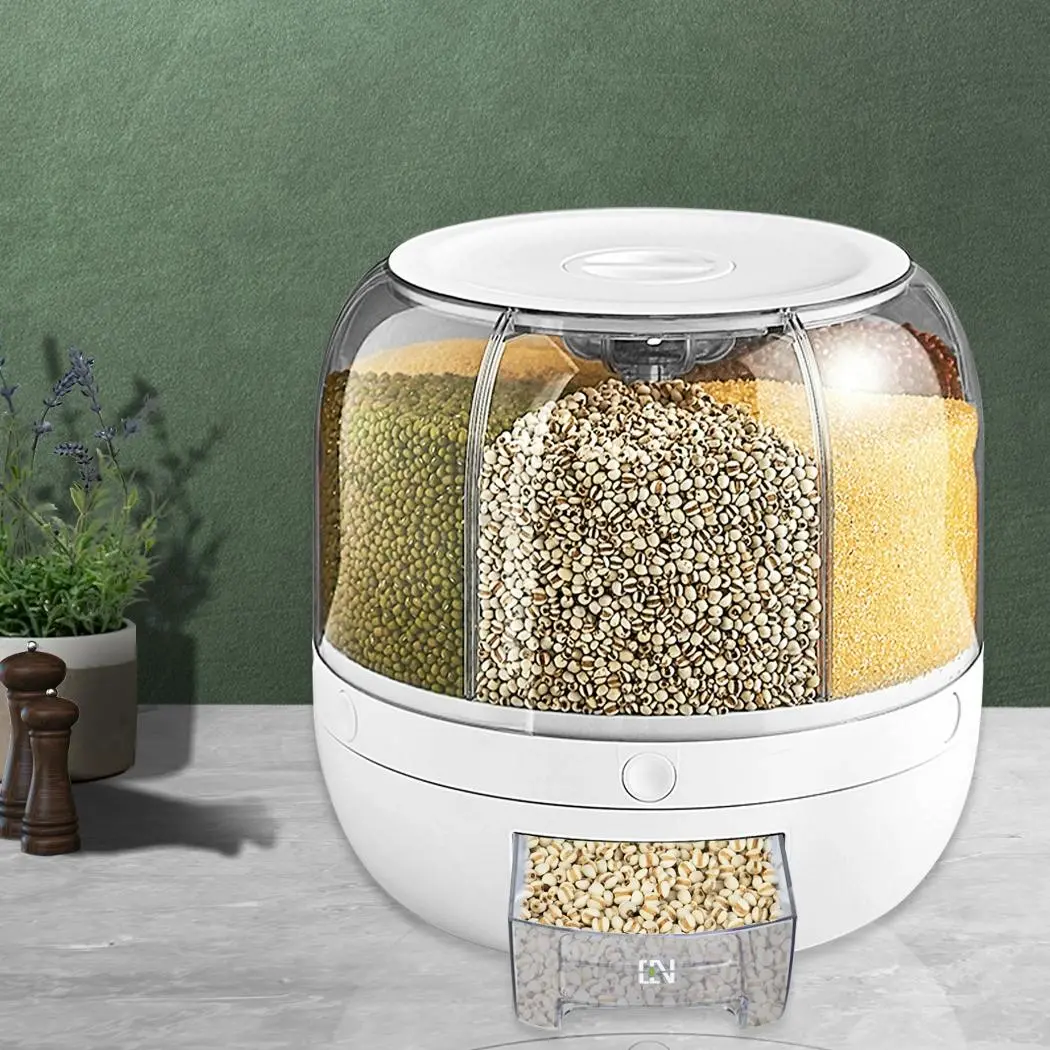 Toque Rice Storage Cereal Dispenser Grain Container Rotating Dry Food Box 10kg - Home & Garden