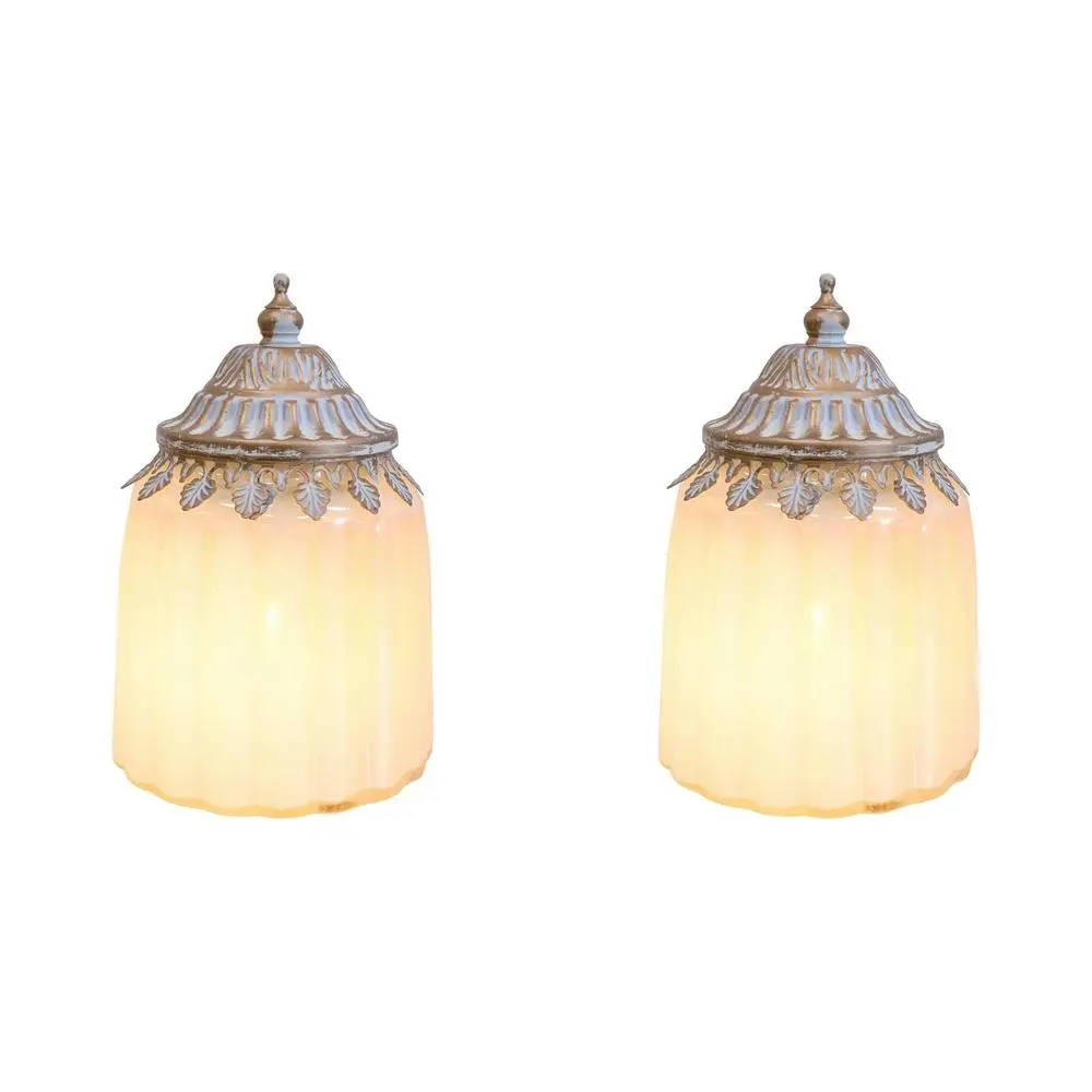 2x LVD Lantern LED Lines Decorative Lighting Tabletop Display 12cm Home Decor - Home & Garden