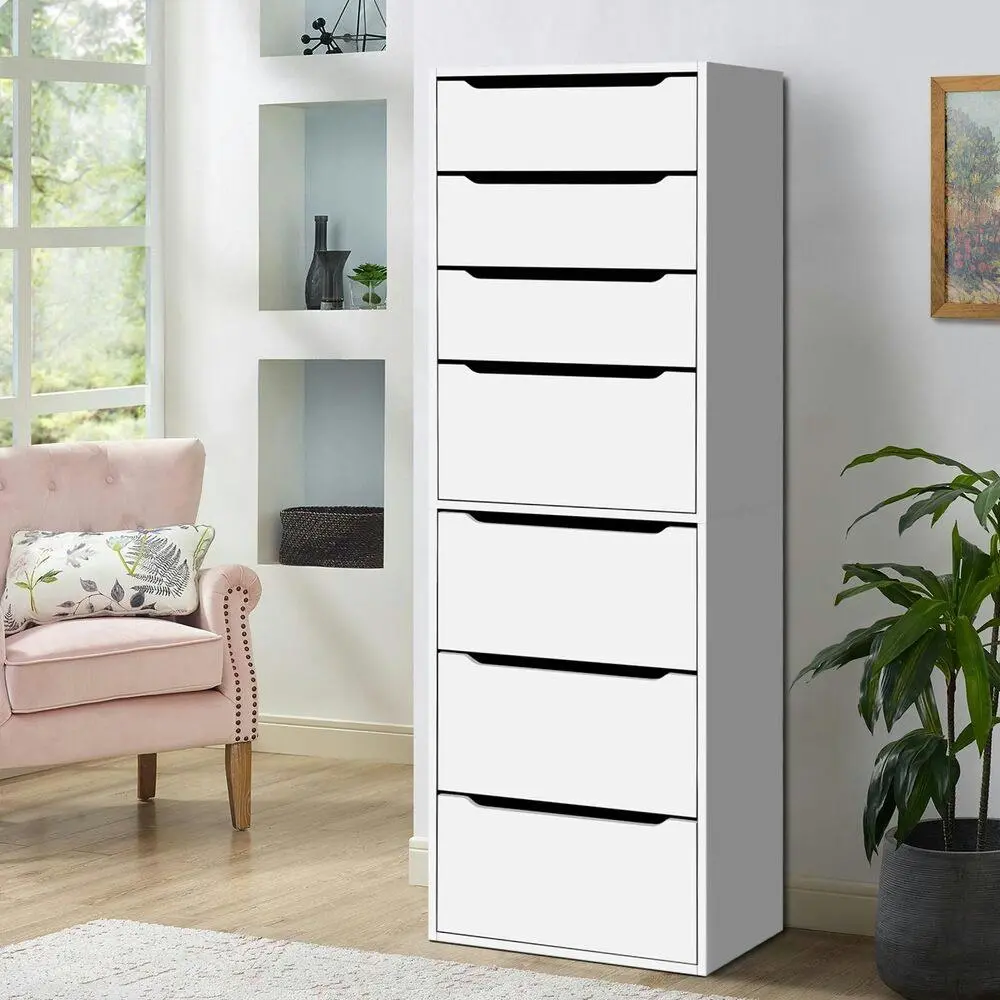 Alfordson Wardrobe Clothes Cabinet 7 Drawers White - Furniture