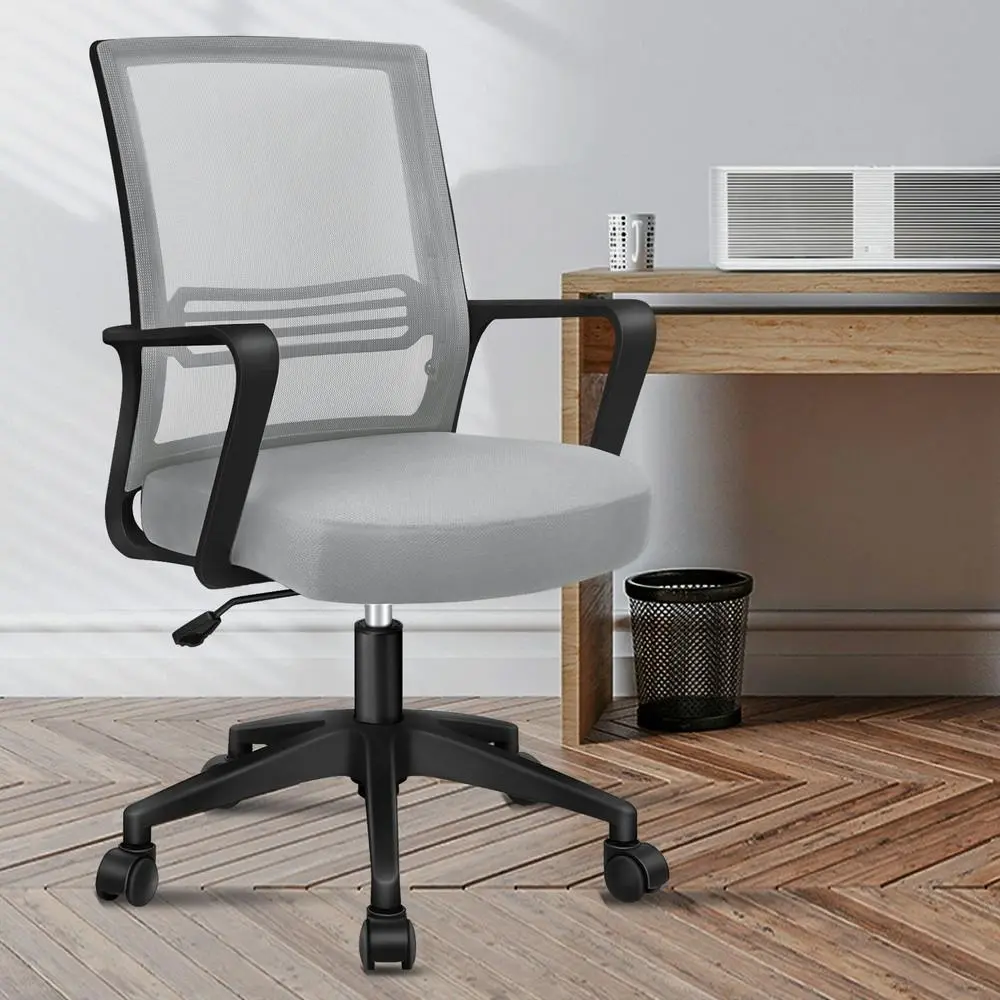 Alfordson Mesh Mid Back Office Chair Grey Black - Furniture