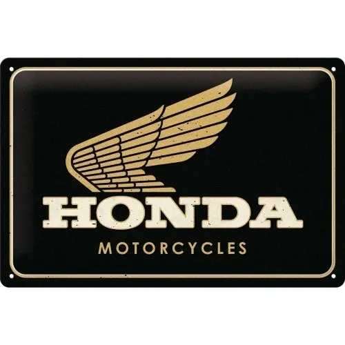 Nostalgic Art Medium Sign 20x30cm Metal Wall Hanging Honda MC Motorcycles Gold - Home & Garden
