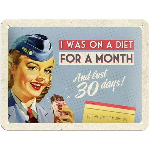 Nostalgic Art 15x20cm Small Wall Hanging Metal Sign I Was on a Diet Home Decor - Home & Garden