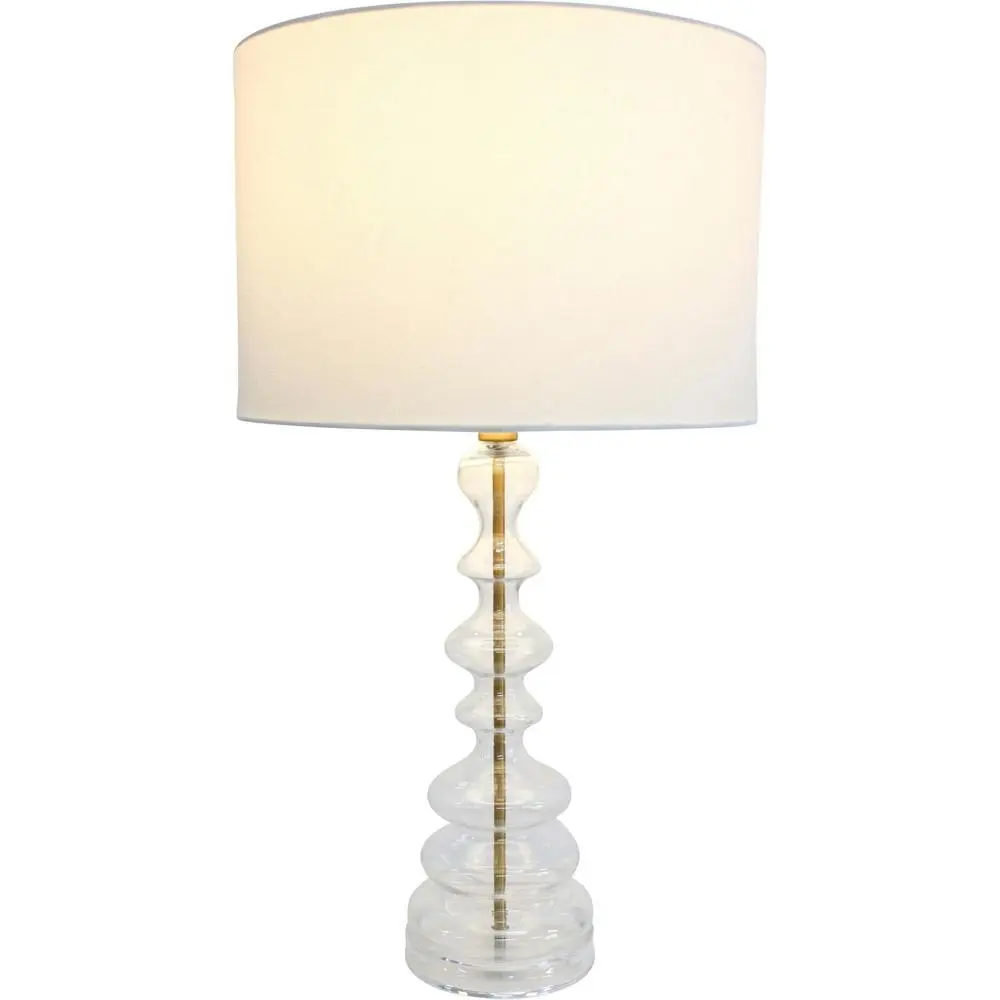LVD Sienna Glass/Metal 61cm Lamp /Office Room Table Lampshade Large Clear - Home & Garden