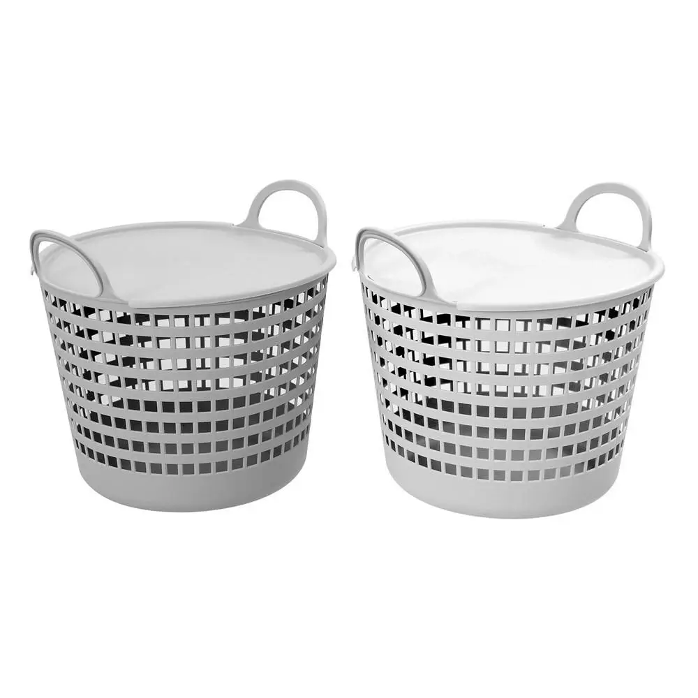2x Boxsweden 26L/40x37.3cm Flexible Laundry Basket Lidded Clothes Storage Assrtd - Home & Garden