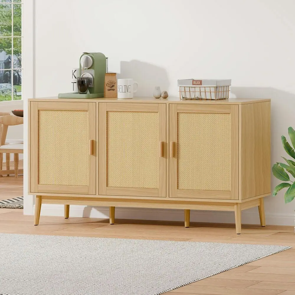 Alfordson Buffet Sideboard Cupboard Cabinet Rattan Doors Storage Kitchen Hallway - Over 40% off Living Room Furniture