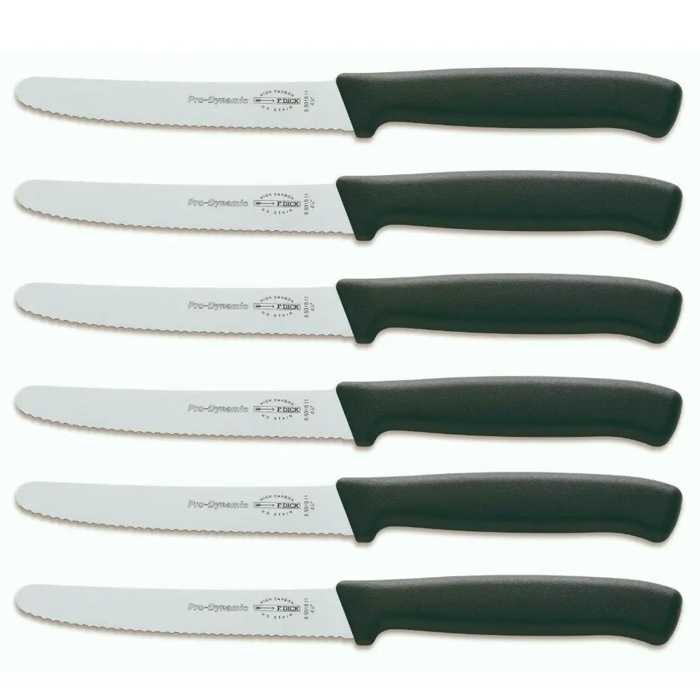 F DICK Fdick Micro Serrated Utility Steak Knives Knife Tomato Black X 6 - Home & Garden