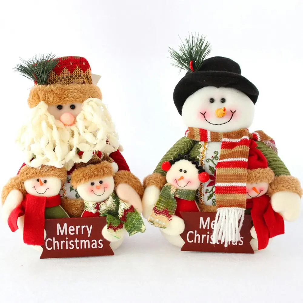 2Pcs Christmas Dolls Family Portrait Old Man Snowman Xmas Decoration - Home & Garden