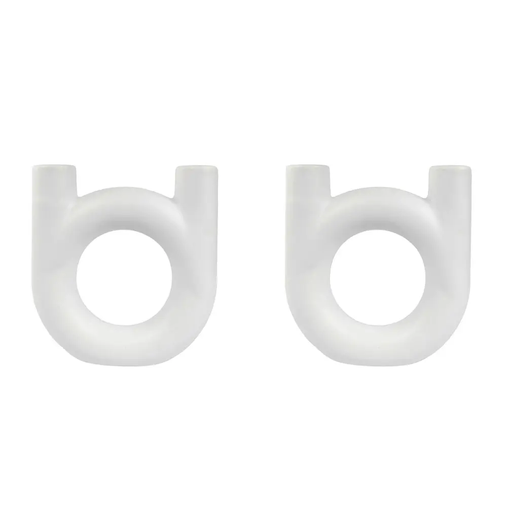 2x Urban Amira Ceramic Double Vessel Flower Holder Pot/Vase Home Display White - Home & Garden