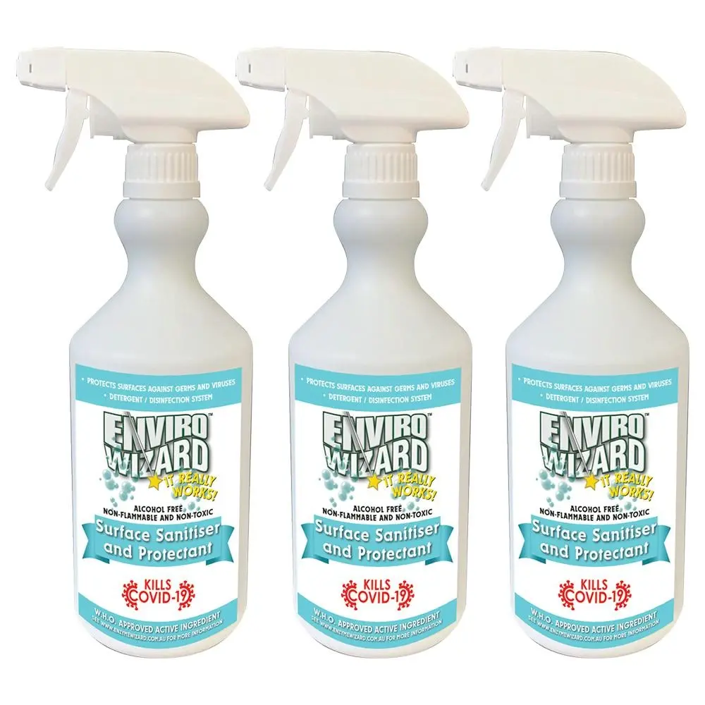 Enviro Wizard 750ml Surface Sanitiser Cleaner Kills 99.99% Germs/Bacteria 3x - Home & Garden