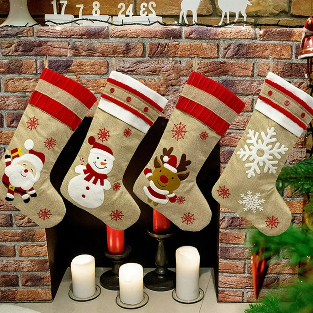 4 Pack Large Xmas Hanging Stockings for Family Holiday Christmas Decorations - Home & Garden
