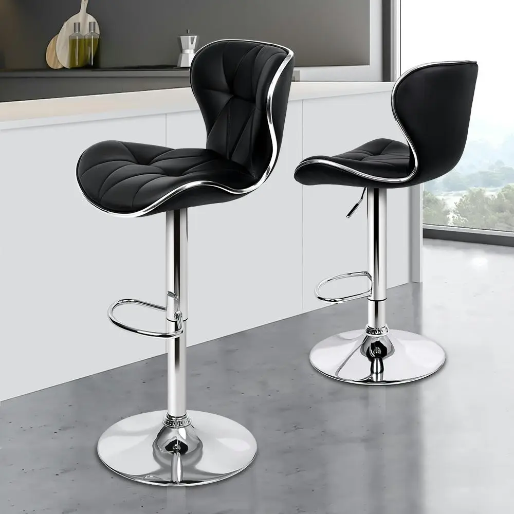 Alfordson Bar Stools Triangle Motif Black Luna x2 - Shop Dining Chairs & Bar Stools