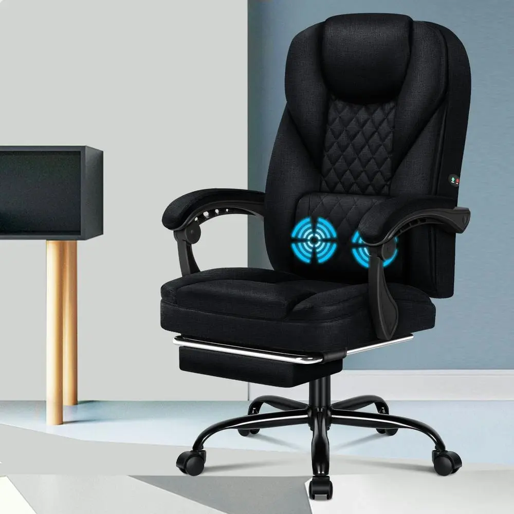 Alfordson Massage Office Chair Executive Recliner Gaming Computer Fabric Seat Black - Furniture