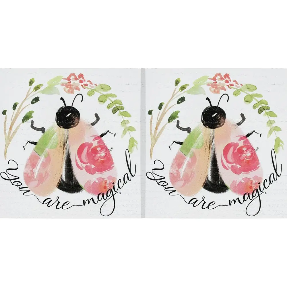 2x MDF 20cm You Are Magical Bee Sign Home Wall/Tabletop Decorative Plaque Square - Home & Garden