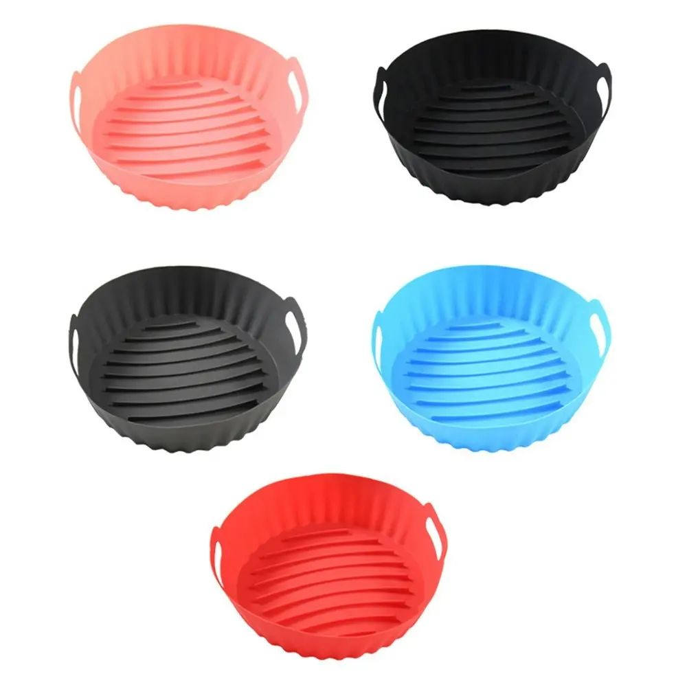 5Pcs Air Fryer Silicone Pot Round Air Fried Pot Silicone Baking Plate Pad - Home & Garden