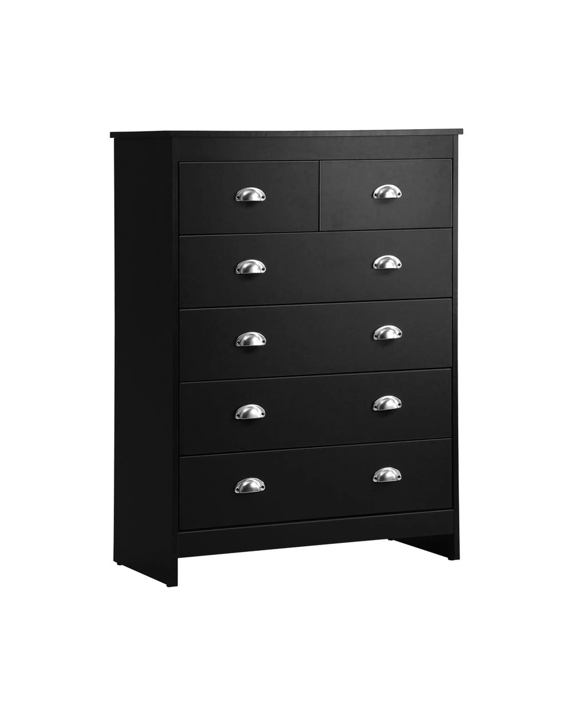 6 Chest of Drawers Tallboy Dresser Black - Furniture