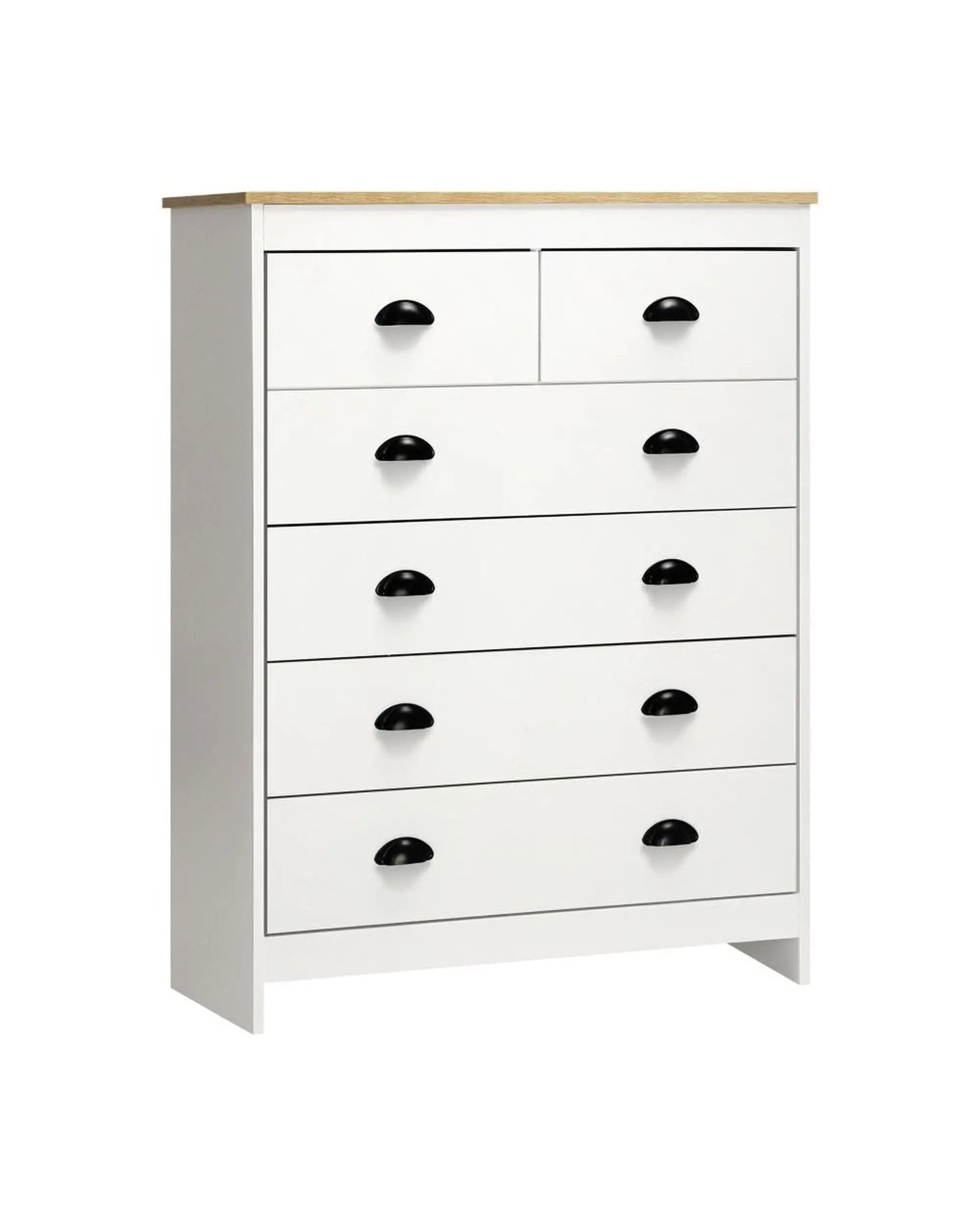 ALDO Tallboy Chest of Drawer Dresser with 6 Drawers Bedroom Storage Cabinet White - Furniture