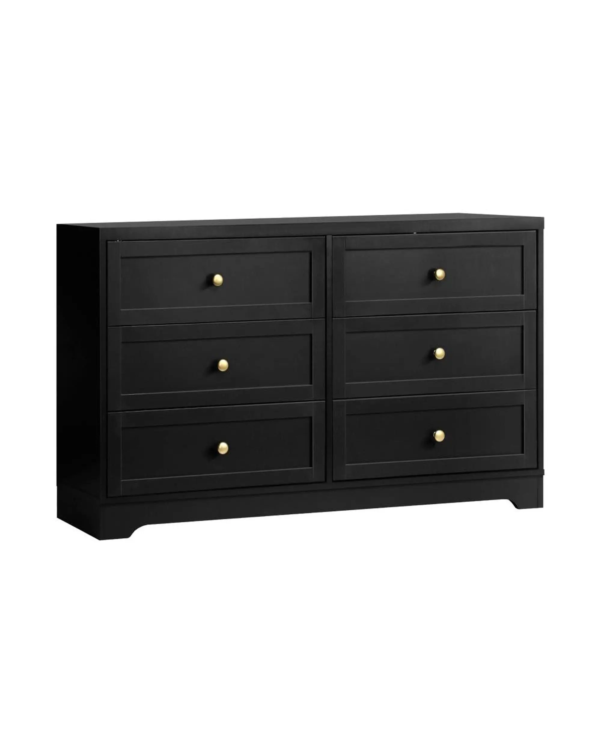 DAIN Chest of Drawers with 6 Drawers Dresser Tallboy Storage Cabinet Black - Furniture