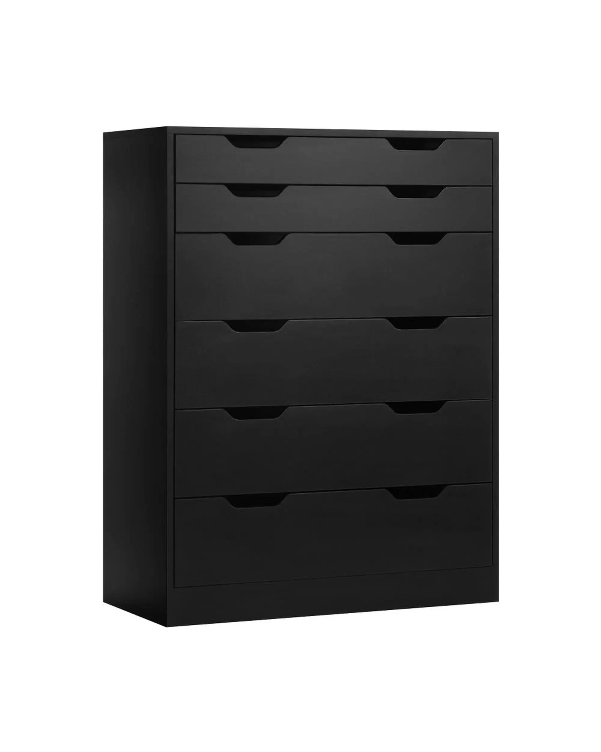 ELOUEF 6 Chest of Drawers Tallboy Storage Cabinet Dresser Bedroom Black - Furniture