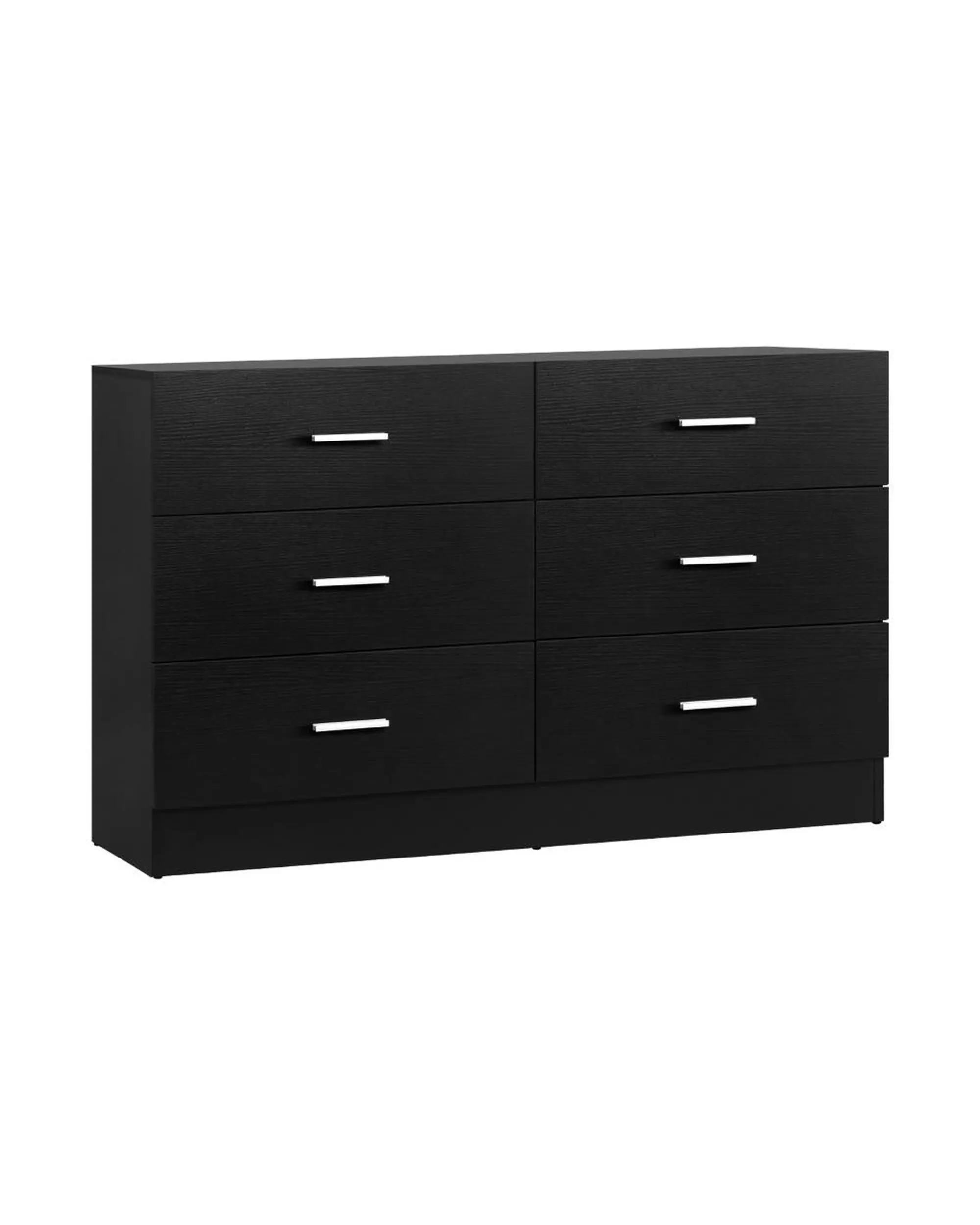 EMILIA 6 Chest of Drawers Tallboy Dresser Table Lowboy Storage Cabinet Black - Furniture