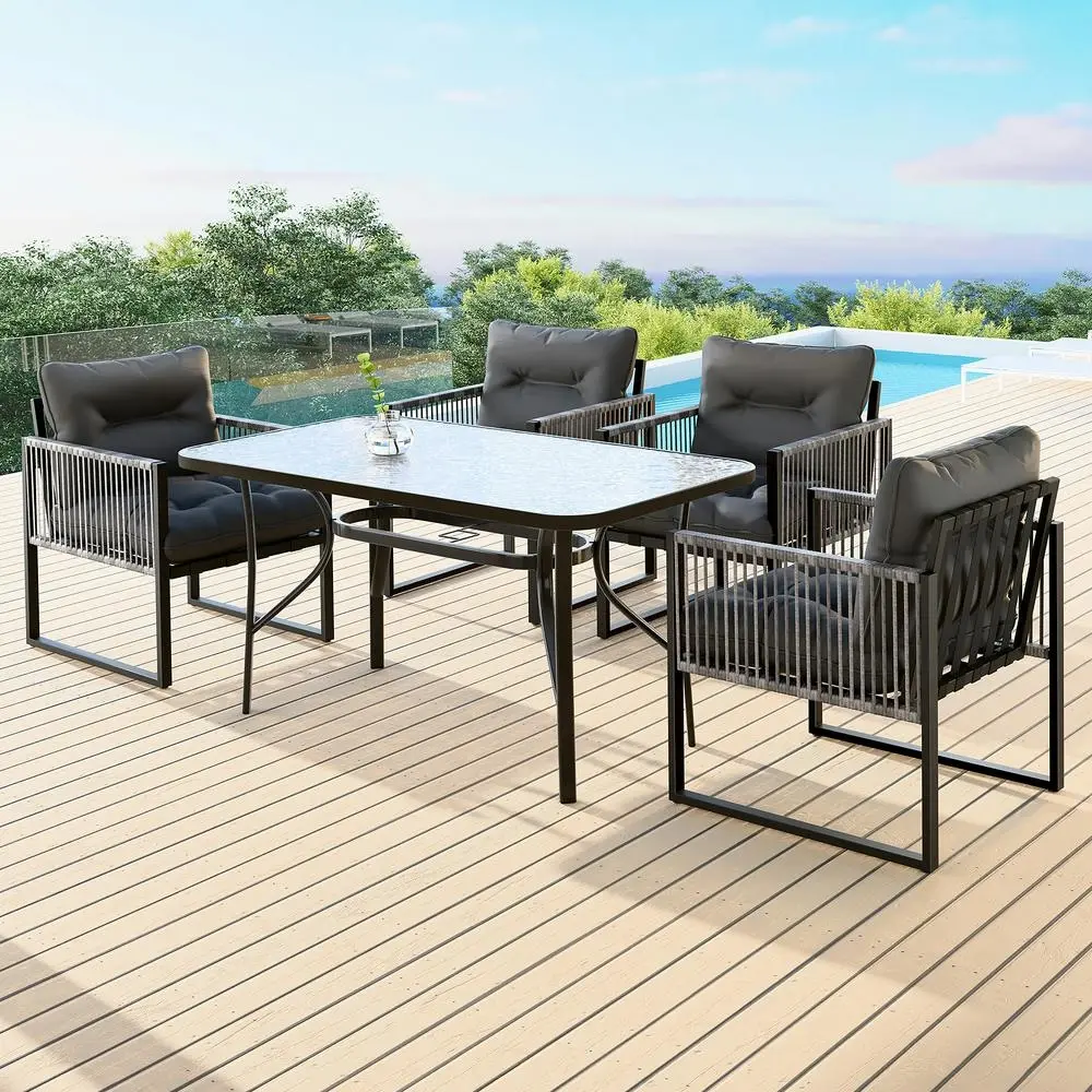 Alfordson Outdoor Furniture Dining Setting Patio Table Chairs Set Wicker Lounge