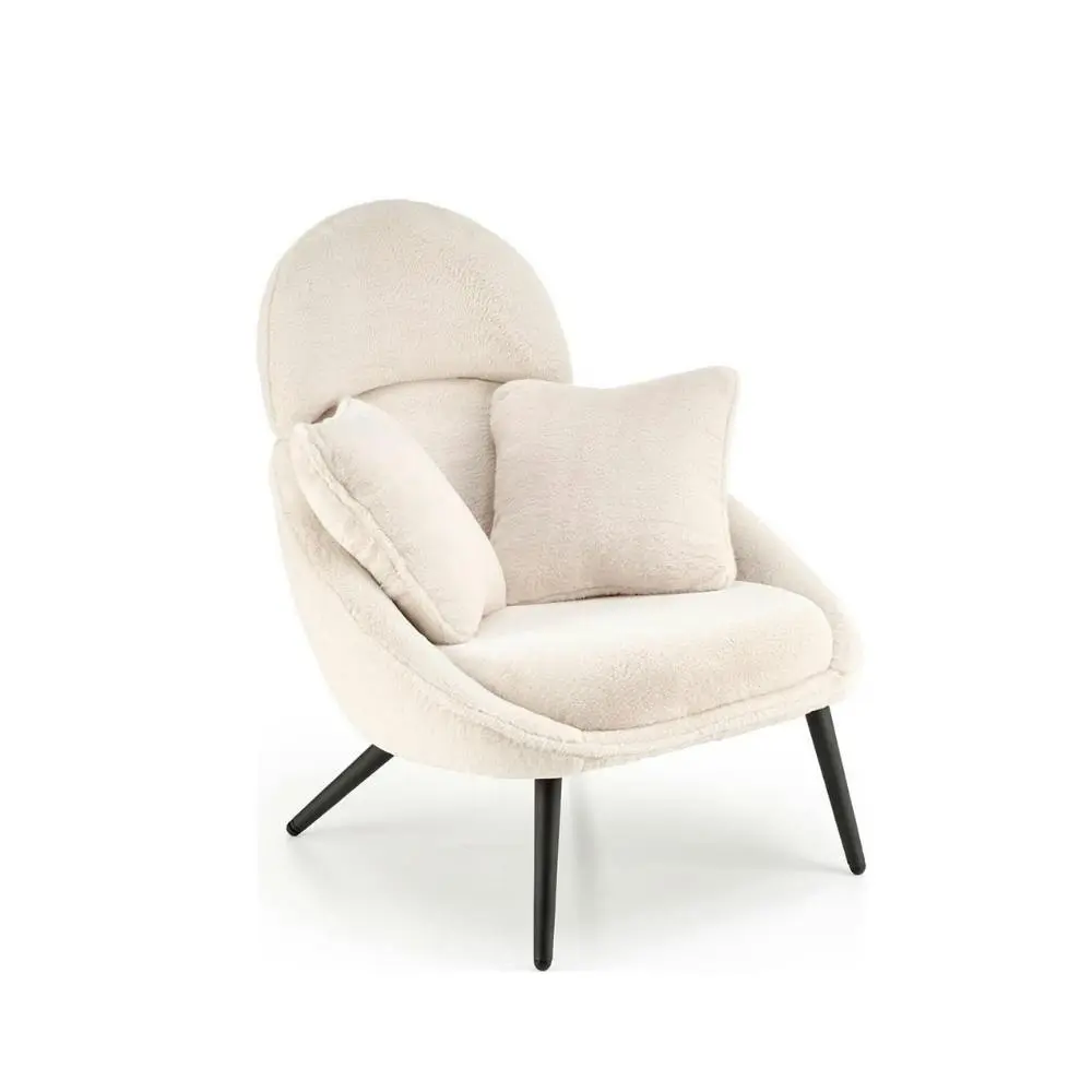 HomeStar Morgan Boucle Fabric Armchair Accent Relaxing Lounge Chair Metal Legs White/Black - Furniture