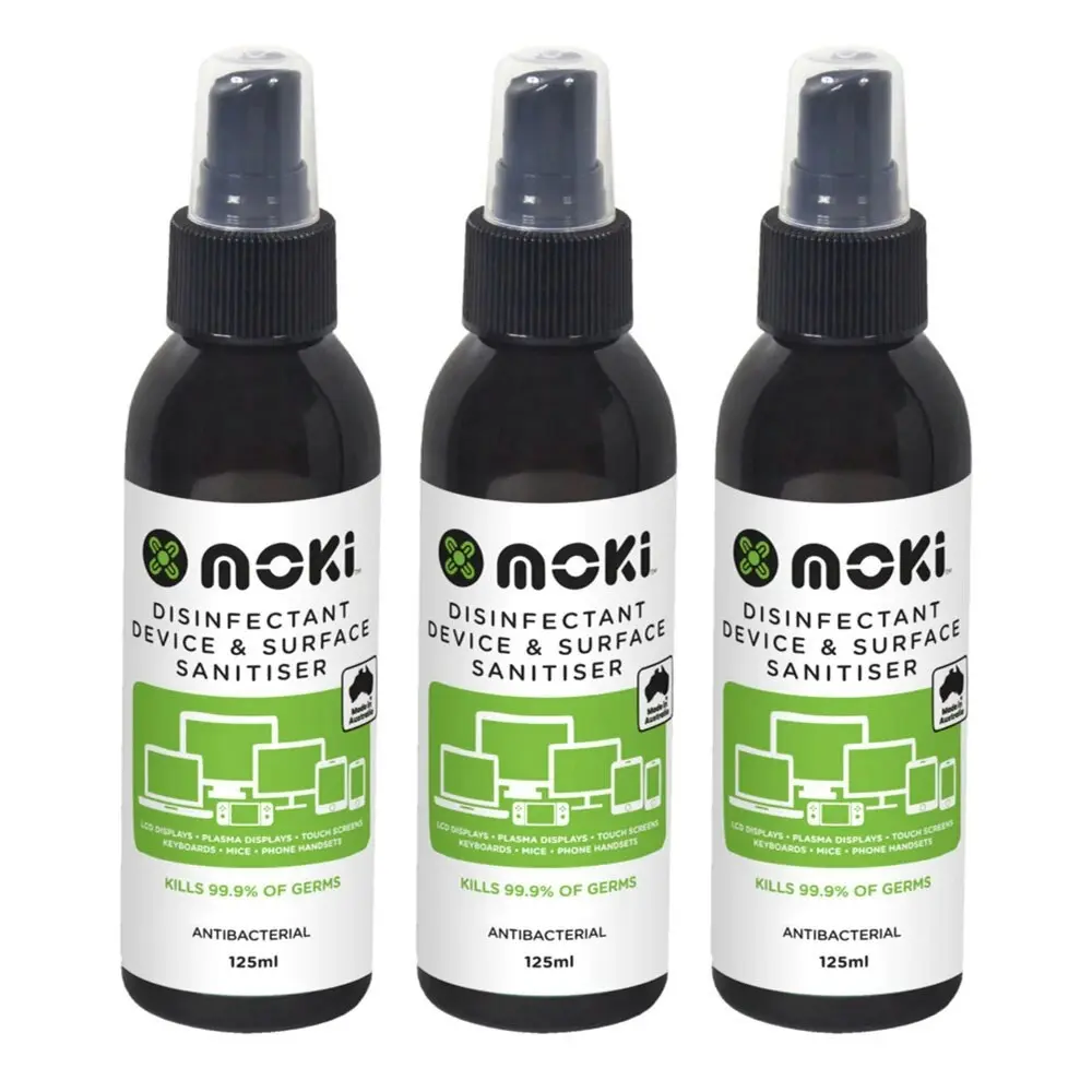 3x Moki Disinfectant Device Mobile Phone Surface Sanitiser Screen Cleaner 125ml - Home & Garden