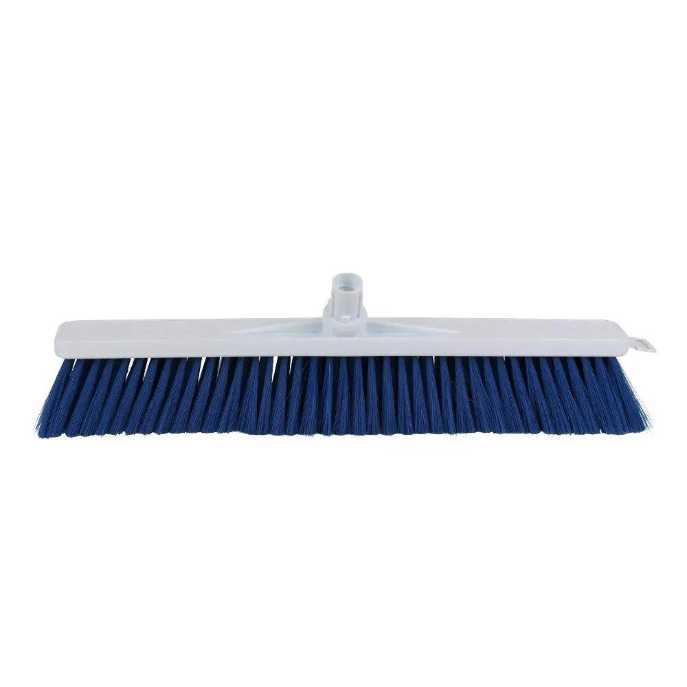 SYR Soft Push Nylon Bristles Broom 50cm Head Floor Yard Cleaner/Sweeper Blue - Home & Garden
