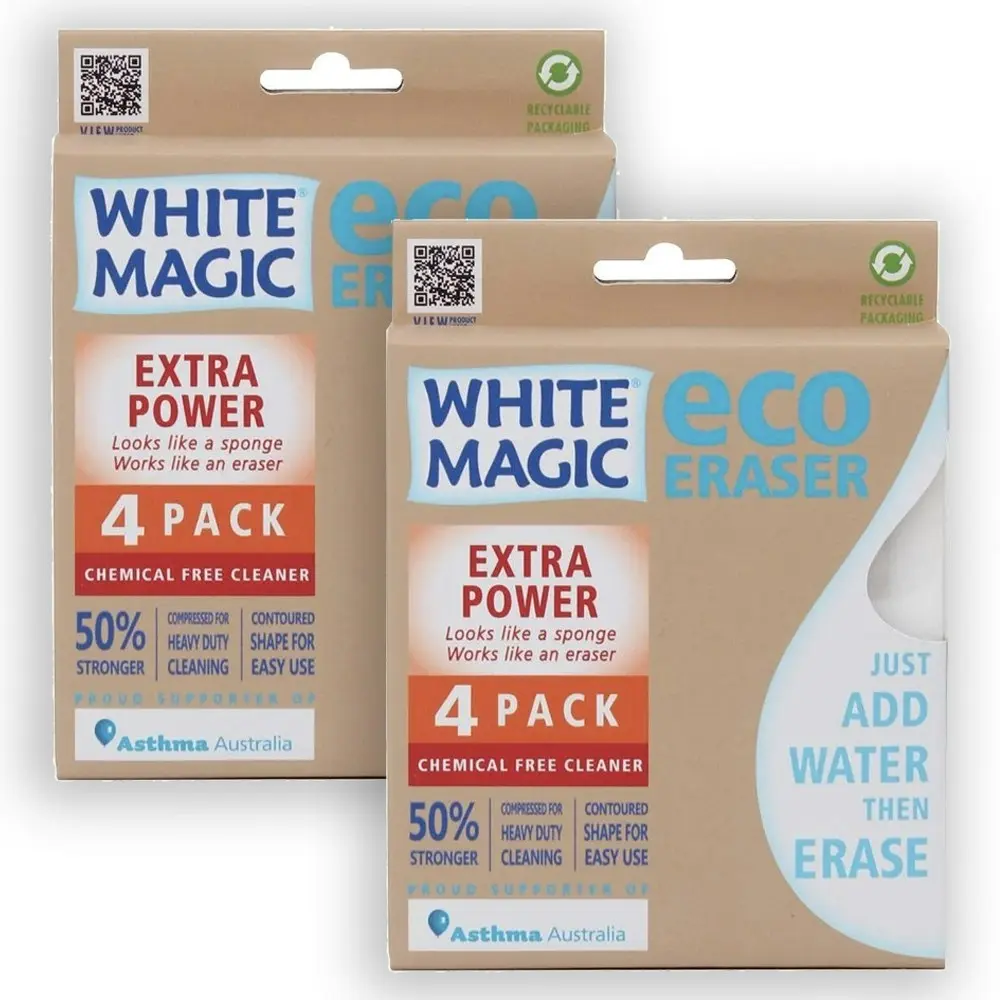 8pc White Magic Extra Power 11x7cm Sponge Kitchen Surface Cleaner Dirt Remover - Home & Garden