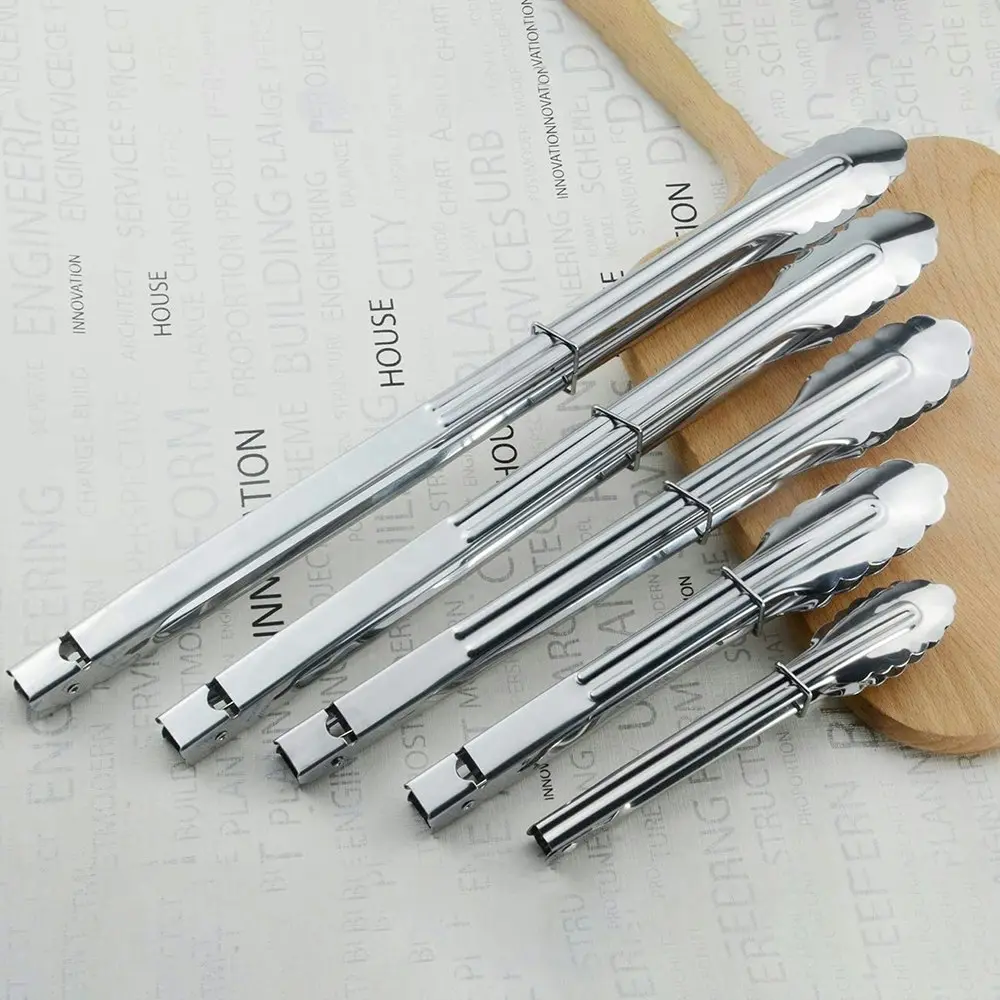 5 Pack Stainless Steel Serving Tongs Grilling Tongs Kitchen Pliers for Barbecue - Home & Garden