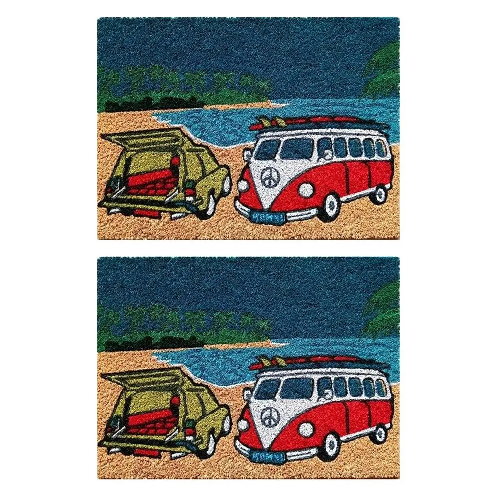 2PK Solemate Latex Coir VW''s Beach 40x55cm Stylish Outdoor Front Doormat - Home & Garden
