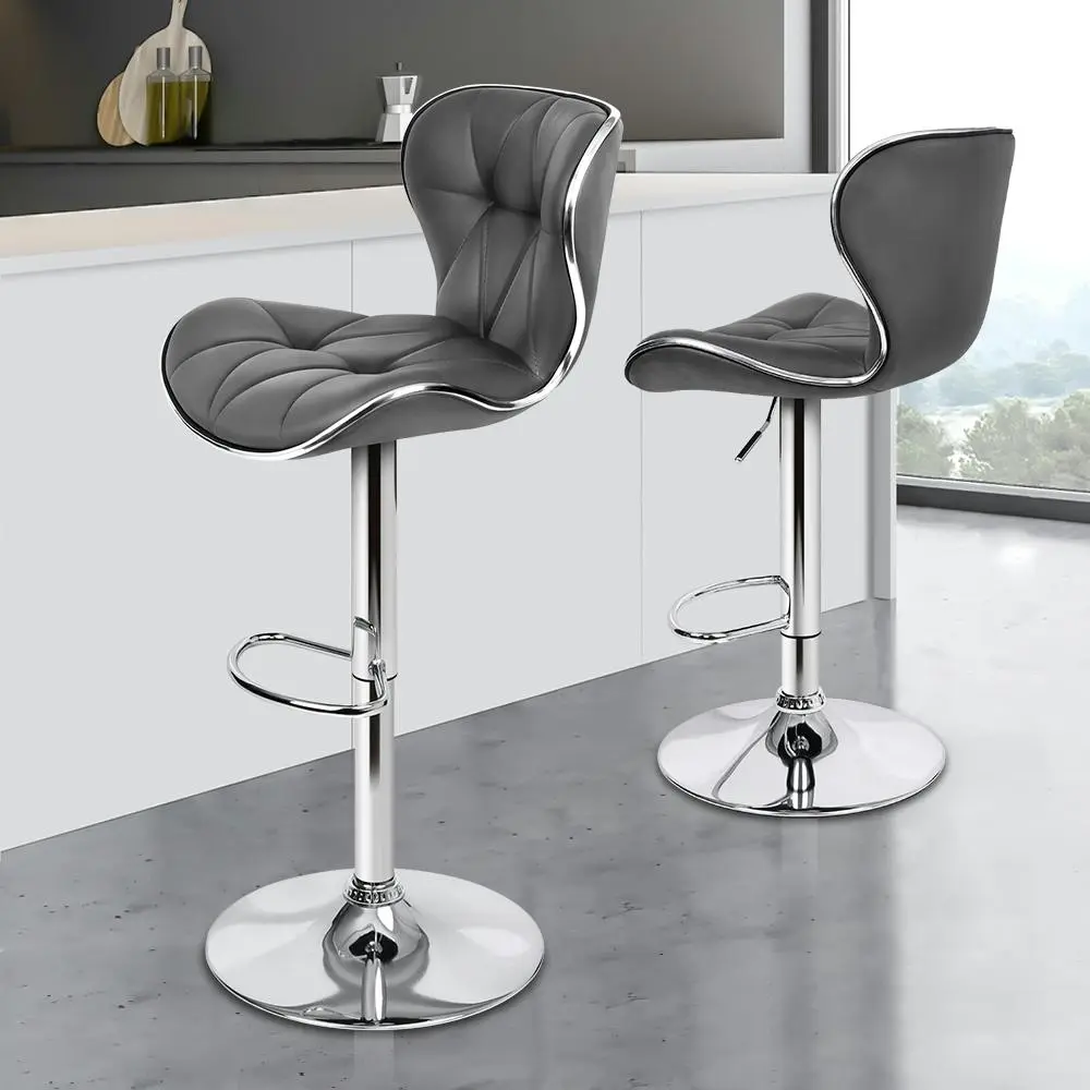 Alfordson Bar Stools Triangle Motif Grey Luna x2 - Furniture