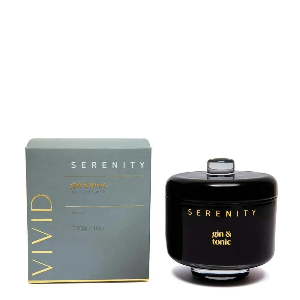 Serenity Vivid 230g Scented Soy Wax Candle Home Room Decor Fragrance Gin & Tonic - Home & Garden