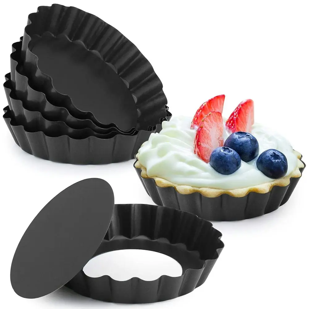 6 Pack 4 Inch Carbon Steel Mini Tart Molds for Quiche Cheese Cakes and Desserts - Home & Garden