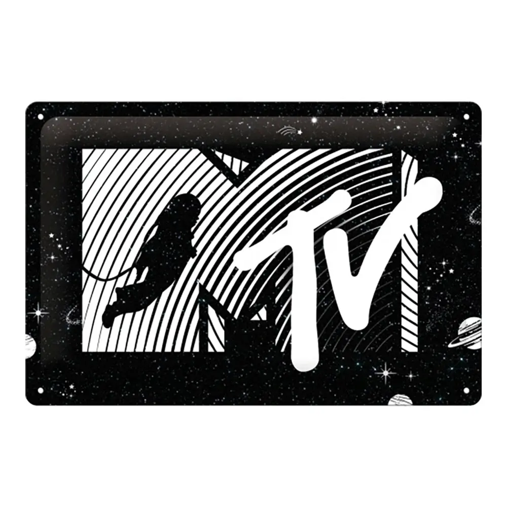 Nostalgic Art 20x30cm Medium Metal Sign MTV Moonman Logo Universe Home/Bar Decor - Home & Garden