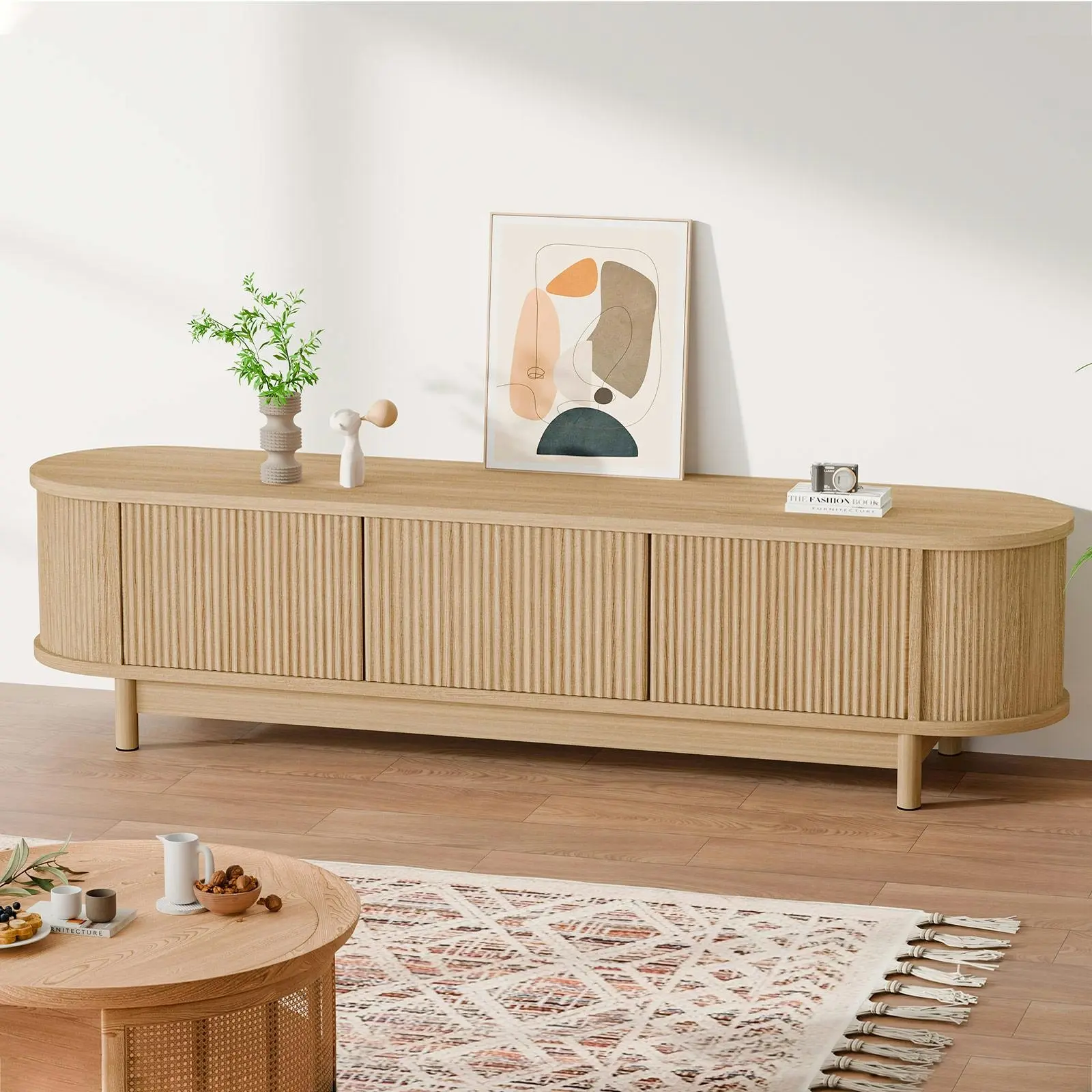 Alfordson TV Cabinet Entertainment Unit Stand 160cm Storage Shelf Wood - Best Sellers From $10