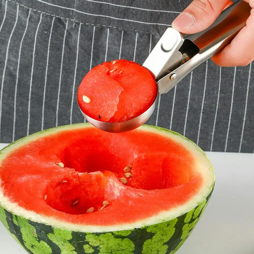 2Pcs Ice Cream Scoop Stacks Stainless Steel Watermelon Baller Scoop Kitchen Tool - Home & Garden