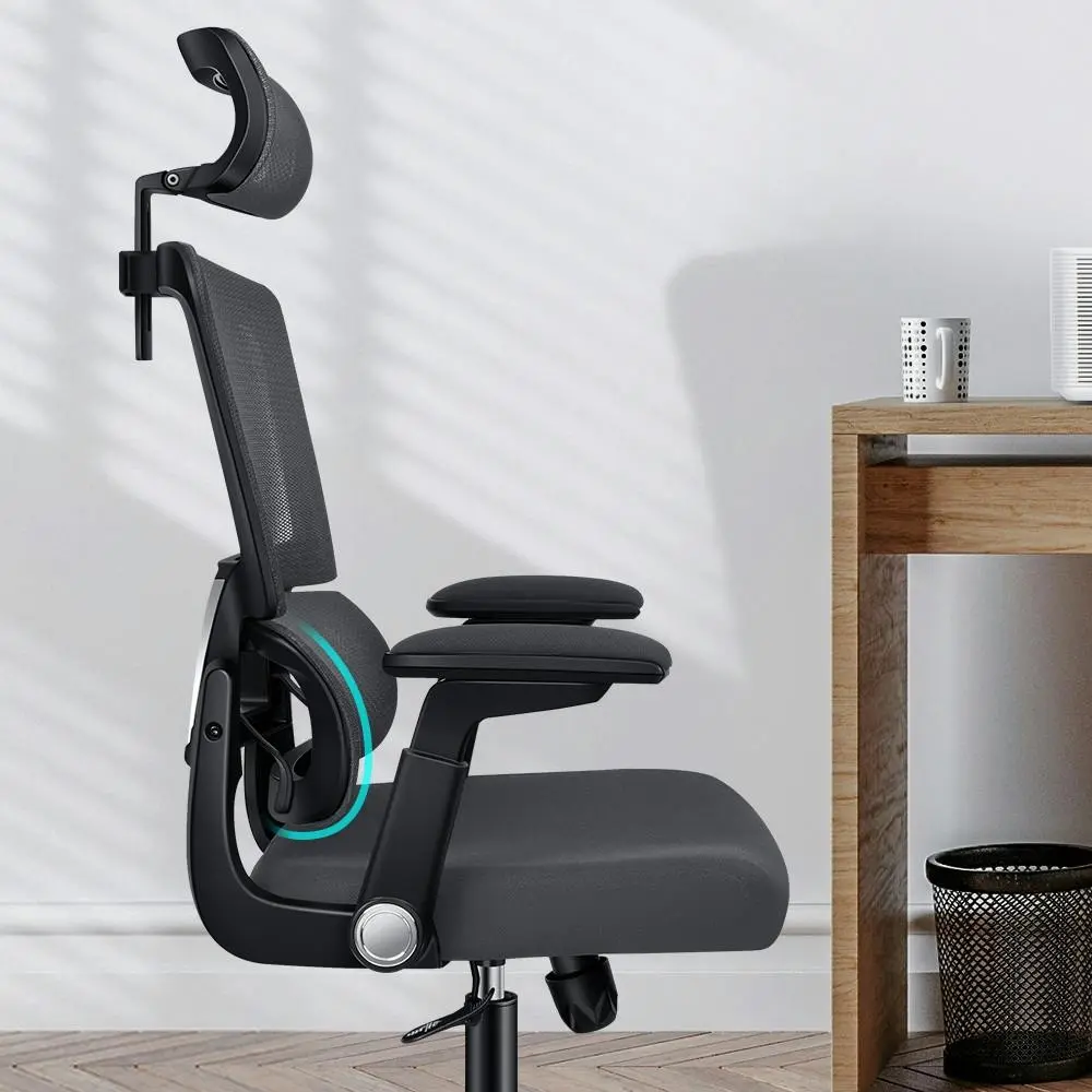 Alfordson Ergonomic Computer Mesh Office Chair Black Dark Grey - Furniture