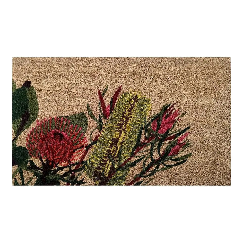 Solemate Latex Backed Coir Aussie Flowers 45x75cm Slimline Outdoor Doormat - Home & Garden
