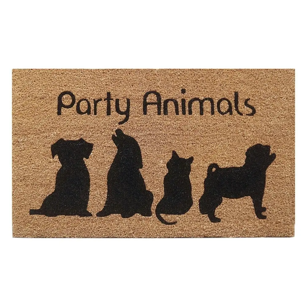 Solemate Latex Backed Coir Party Animals 45x75cm Slimline Outdoor Doormat - Home & Garden