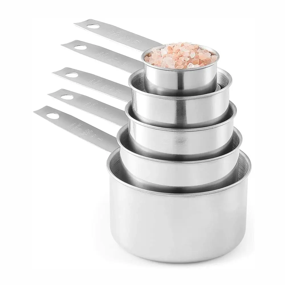 5 pcs Stainless steel measuring cup set kitchen measuring spoon with scale - Home & Garden