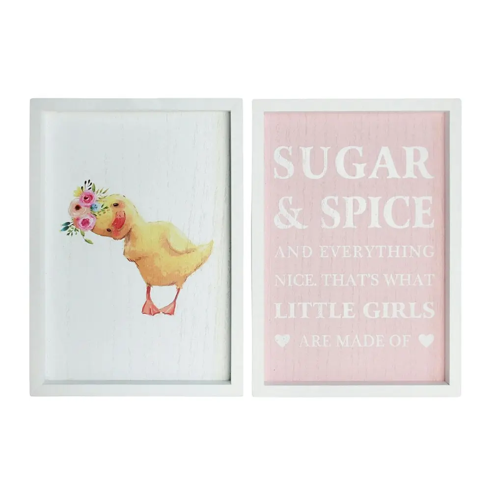 2pc Decorative MDF 20x28cm Sugar & Spice Wall Hanging Sign Home Room Decor Set - Home & Garden